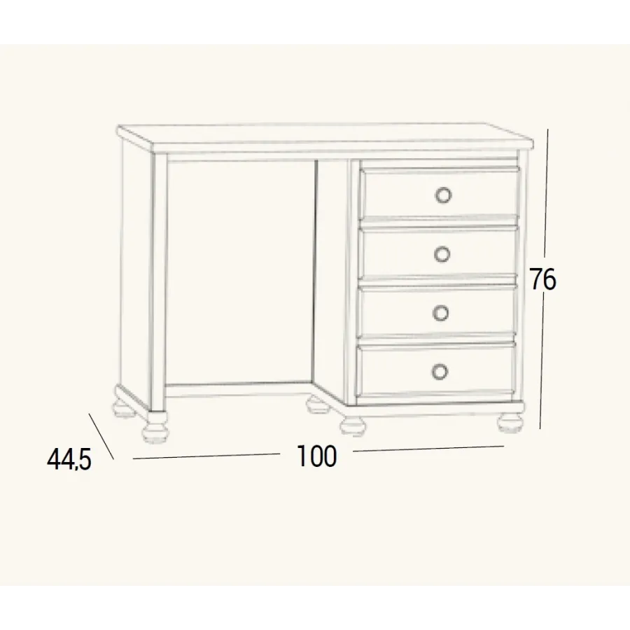 Mesa de estudio colonial 022pr en madera maciza