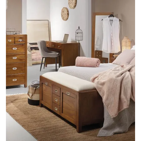 BANCO ZAPATERO FLASH 3 CAJONES 2 PUERTAS en madera mindi