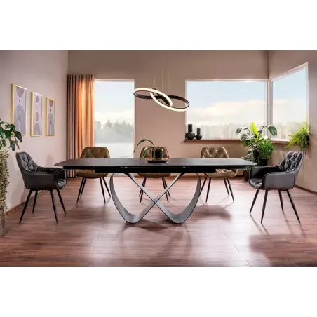 Mesa de comedor extensible porcelánico negro Infinity