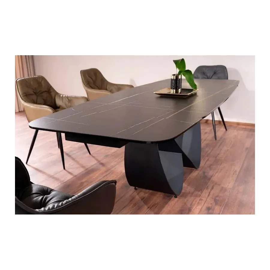 Mesa de comedor extensible porcelánico negro Infinity