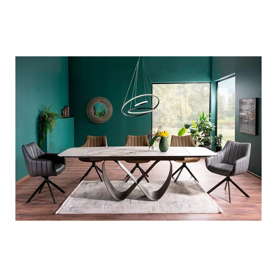 Mesa de comedor extensible porcelánico blanco Infinity