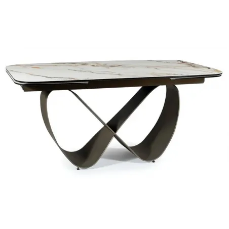 Mesa de comedor extensible porcelánico blanco Infinity
