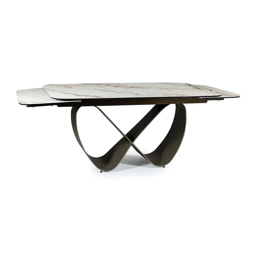 Mesa de comedor extensible porcelánico blanco Infinity