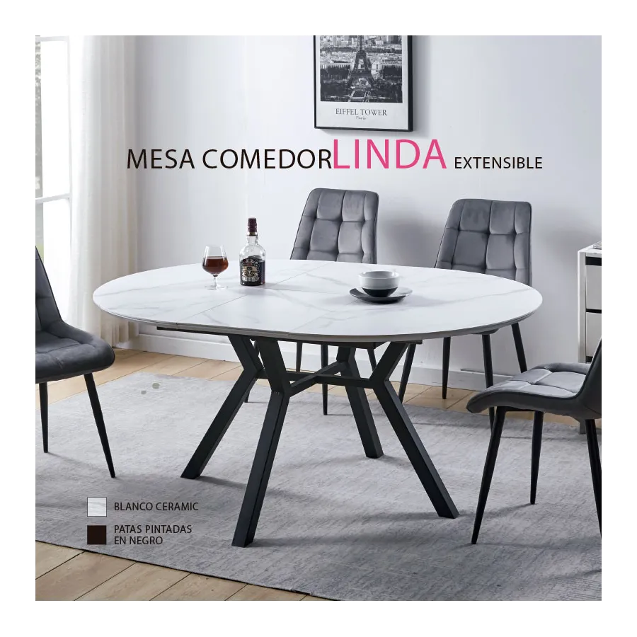 Mesa de comedor Linda redonda porcelánica