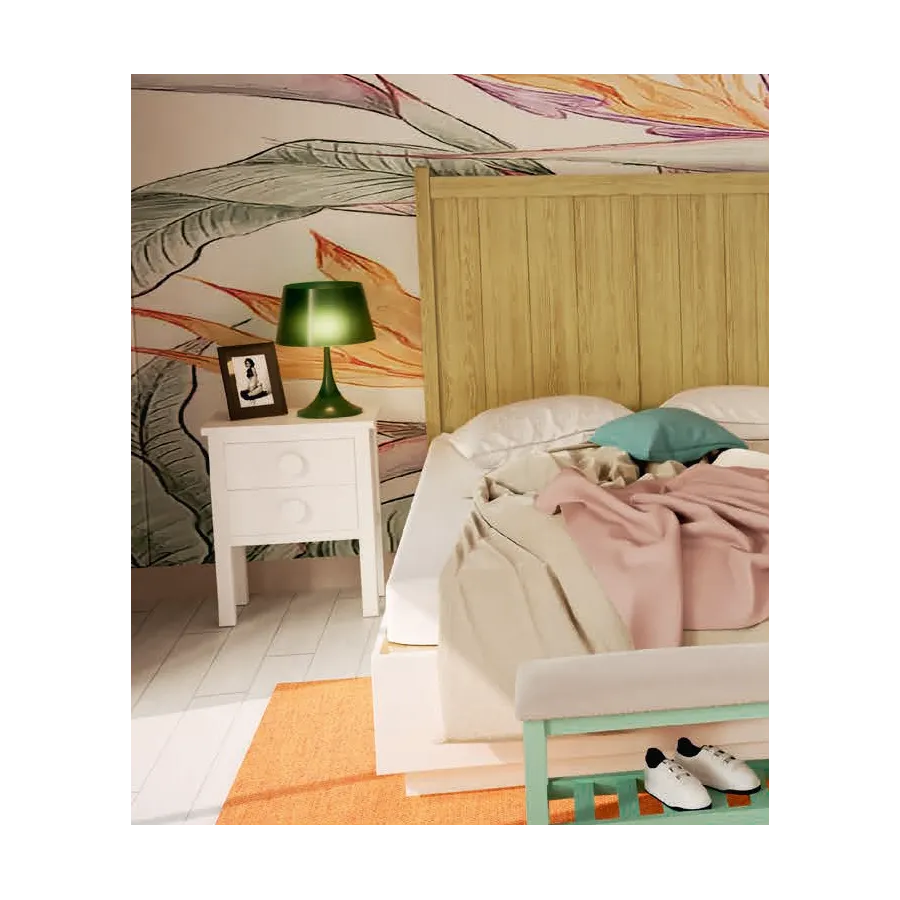 Mesita de noche madera un cajón con patas