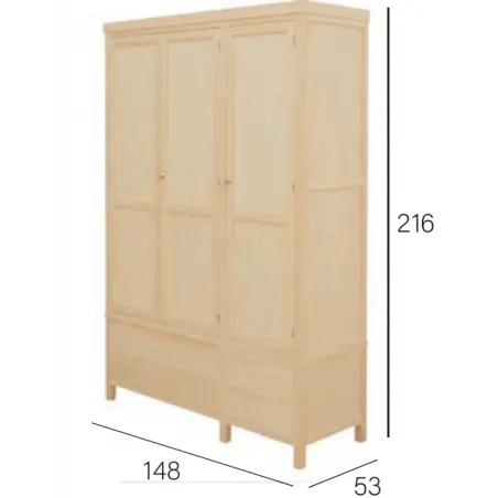 Cómoda madera 3 caj patas