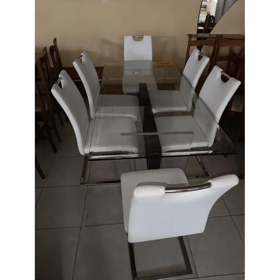 MESA CRISTAL CON SILLAS