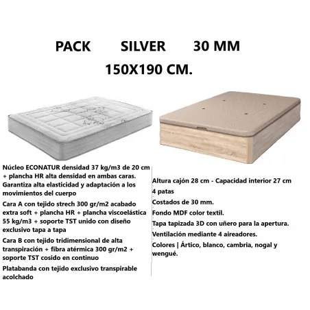 Pack Silver 30 medida 150x190 cm. H25 Viscoelástico