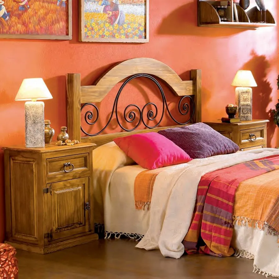 DORMITORIO RUSTICO MADERA MACIZA CON COQUETA EN MUEBLEDESCANSO.COM