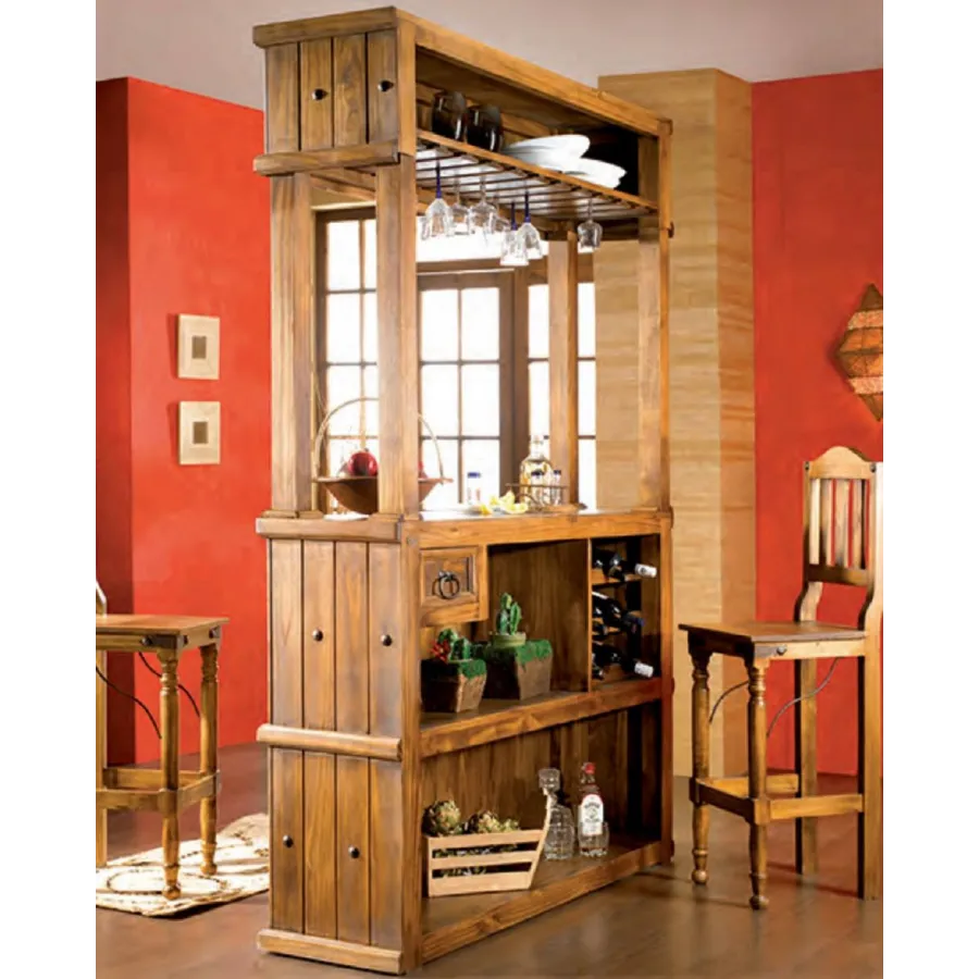 BARRA DE BAR ACAPULCO EN MADERA MACIZA DE PINO