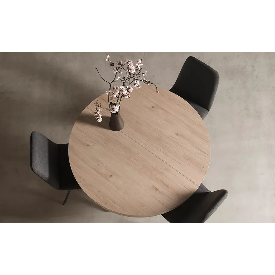 Mesa colonial redonda con pata metálica