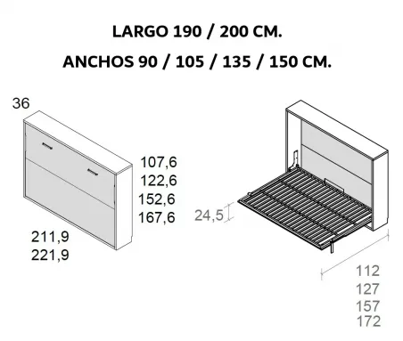 Cama abatible horizontal automática en Mueble Descanso El Viso