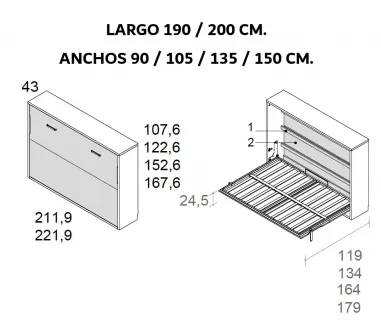 Abatible horizontal con estanterías en Mueble Descanso El Viso