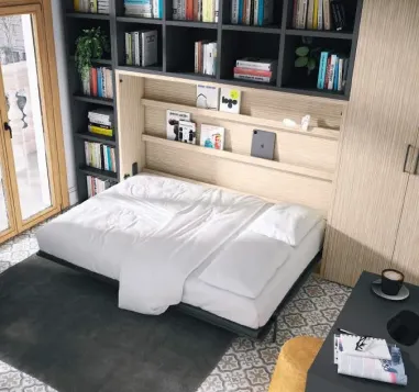 Abatible horizontal con estanterías en Mueble Descanso El Viso