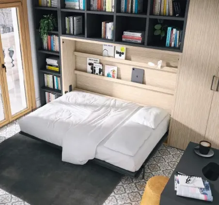 Abatible horizontal con estanterías en Mueble Descanso El Viso