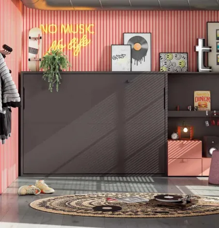 Abatible horizontal con estanterías en Mueble Descanso El Viso