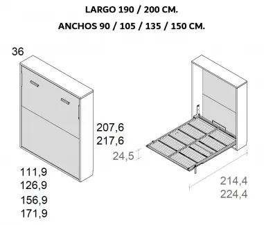 Cama abatible LUR vertical en Mueble Descanso Málaga