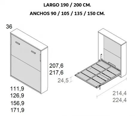 Cama abatible LUR vertical en Mueble Descanso Málaga