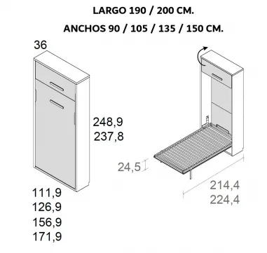 Cama abatible con altillo en muebledescanso.com