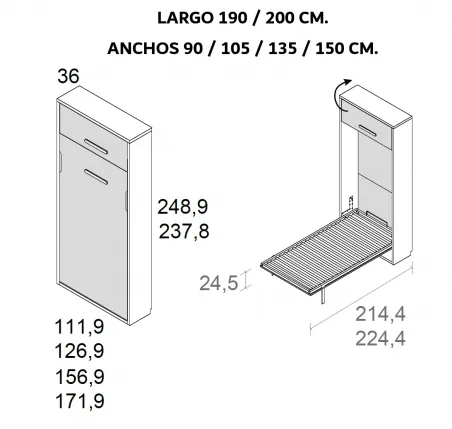 Cama abatible con altillo en muebledescanso.com