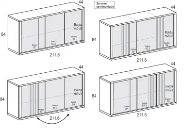 Aparador Líneas Aire 4p 212 cm.