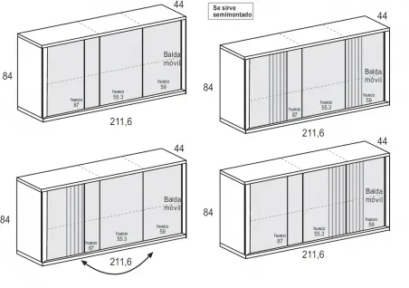 Aparador Líneas Aire 4p 212 cm.