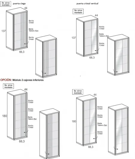 Vitrina 1P Líneas cristal Aire