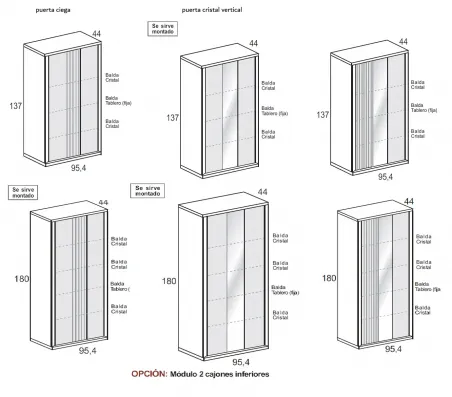 Vitrina 2P Líneas cristal Aire