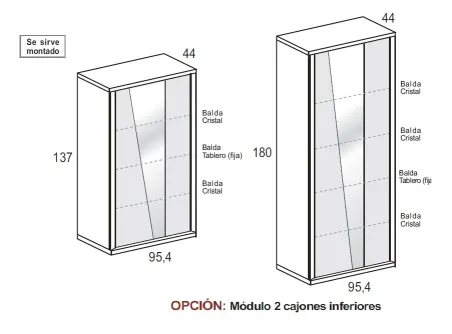 Vitrina 2P Diagonal Aire