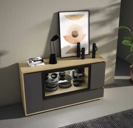 Aparador Iconic 015 con vitrina 150/180 cm.