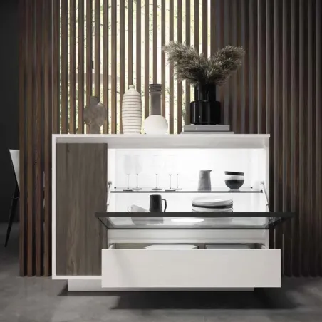 Aparador Iconic 006 con vitrina 120 cm.