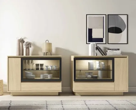 Aparador Iconic 006 con vitrina 120 cm.