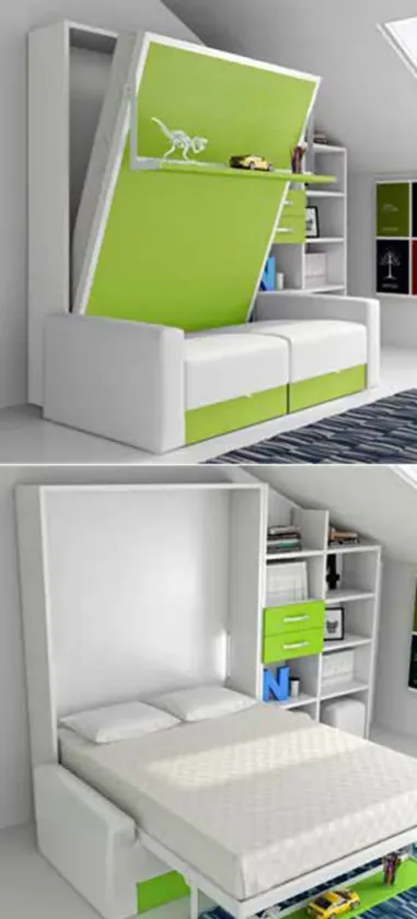Cama vertical con sofá multimedida