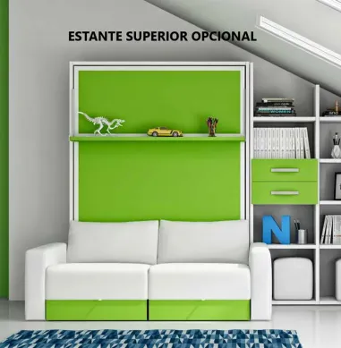 Cama vertical con sofá multimedida