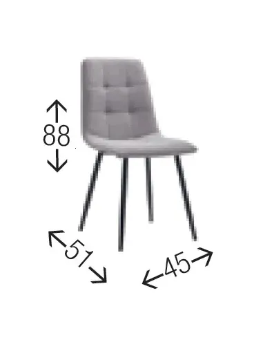 Silla tapizada pata metal Benidorm