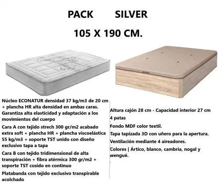 Pack Silver H24 medida 105x190 Viscoelástico