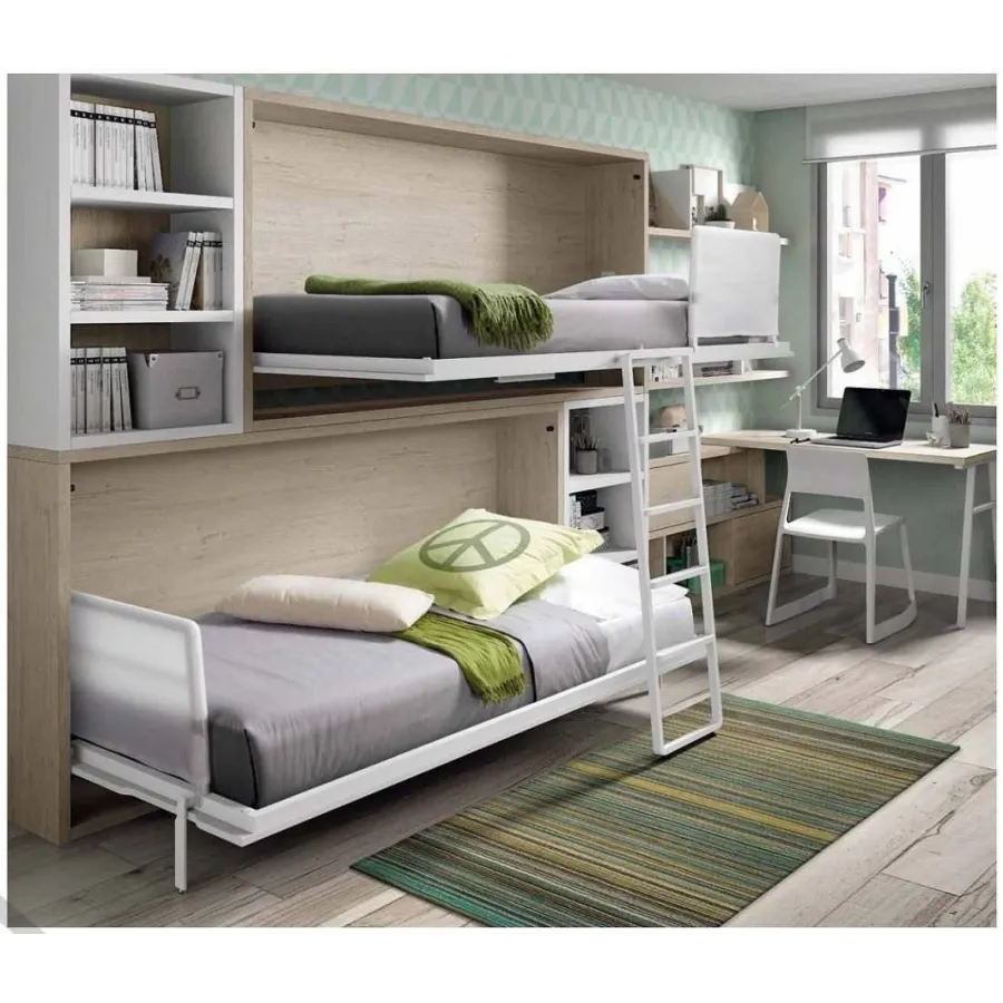 Litera abatible con estanterías Muebles Ros en Mueblesguadalhorce.es
