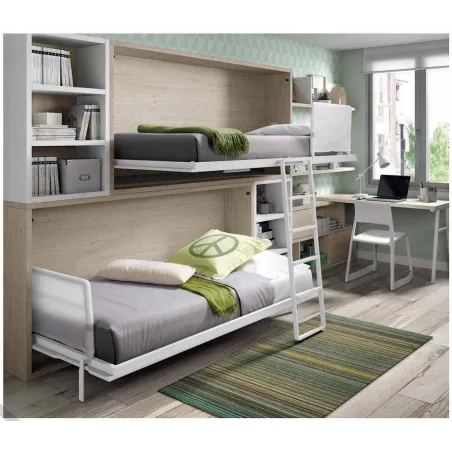 Litera abatible con estanterías Muebles Ros en Mueblesguadalhorce.es